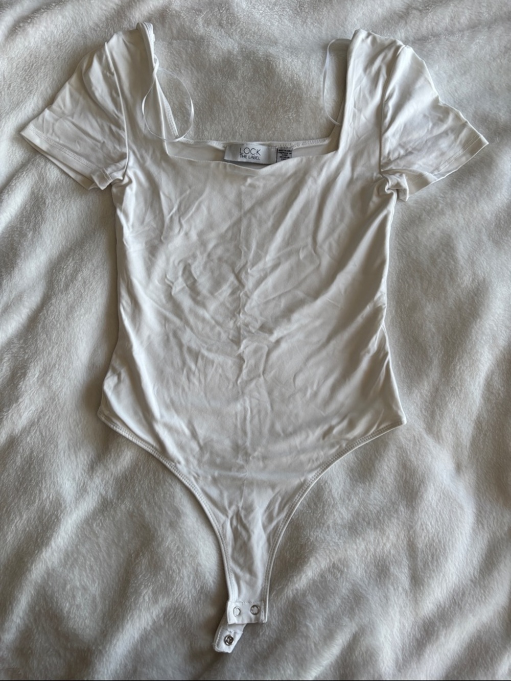 White Scoop Neck Short-Sleeve Bodysuit